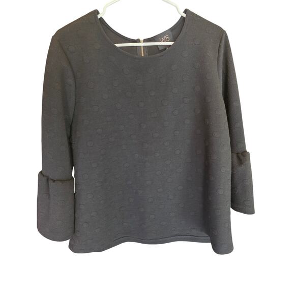 W5 Anthropologie Textured Polka Dot Flounce Sleeve Top XL Womens Cottage Core - Picture 1 of 4
